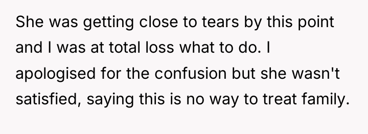 She was getting close to tears by this point and...