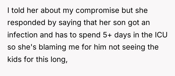 I told her about my compromise but she responded by...