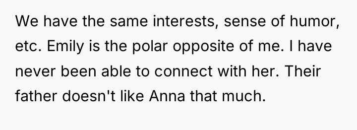 We have the same interests, sense of humor, etc. Emily...
