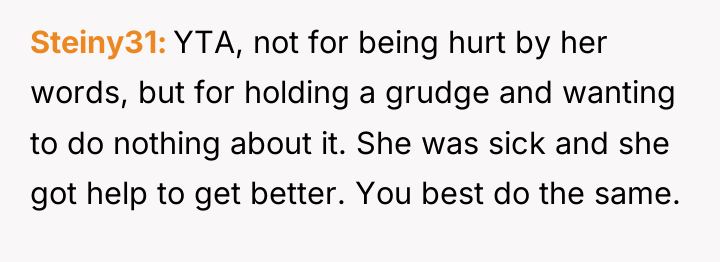 Steiny31 YTA, not for being hurt by her words, but...