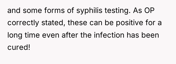 and some forms of syphilis testing. As OP correctly stated,...