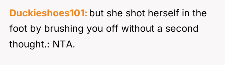 Duckieshoes101 but she shot herself in the foot by brushing...
