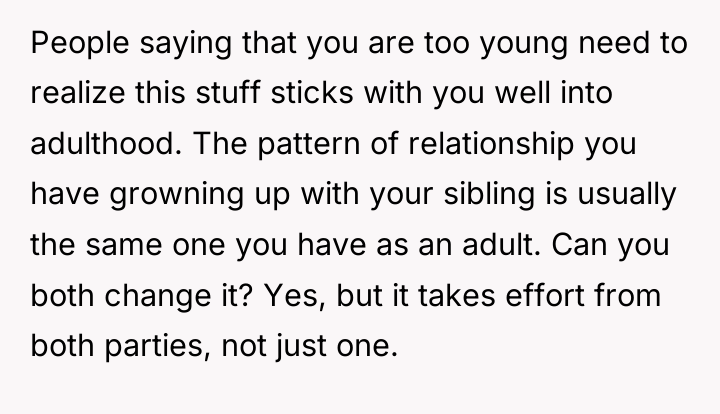 People saying that you are too young need to realize...