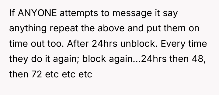 If ANYONE attempts to message it say anything repeat the...