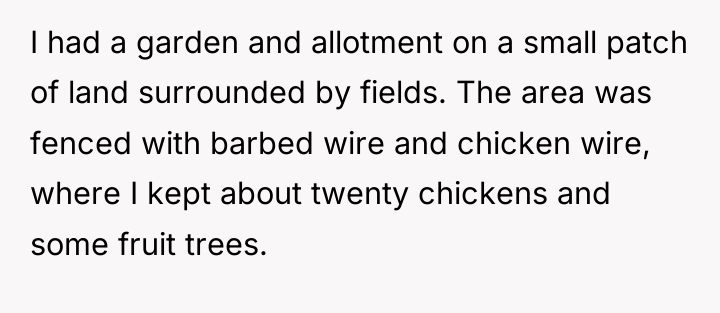 I had a garden and allotment on a small patch...