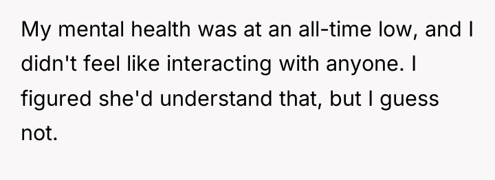 My mental health was at an all-time low, and I...