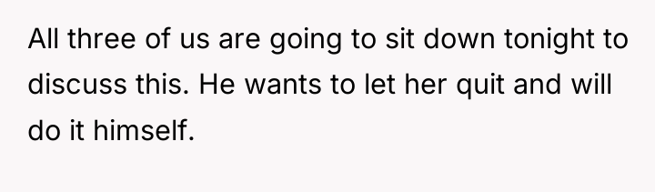 All three of us are going to sit down tonight...