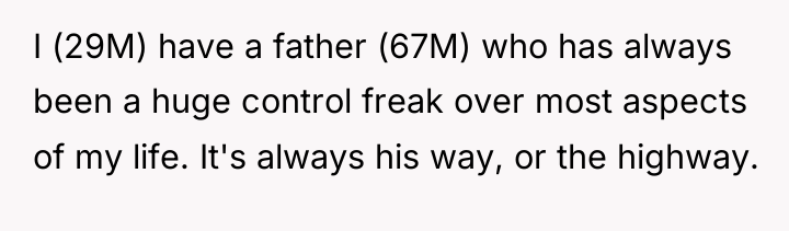 I (29M) have a father (67M) who has always been...