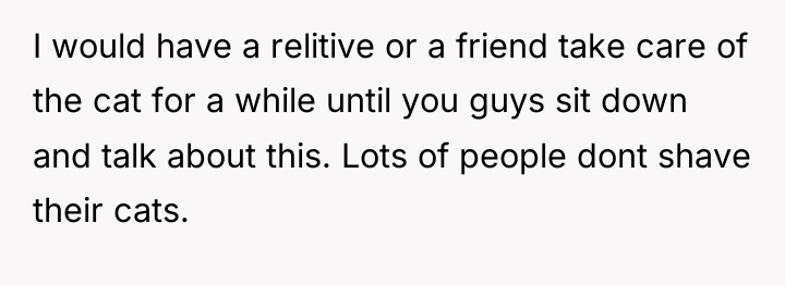 I would have a relitive or a friend take care...