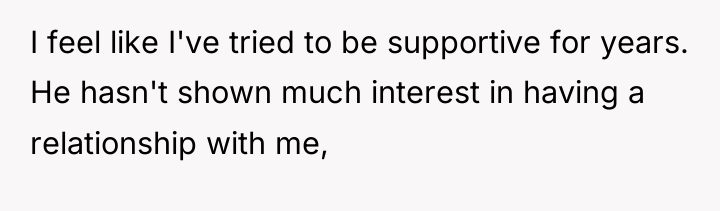 I feel like I've tried to be supportive for years....