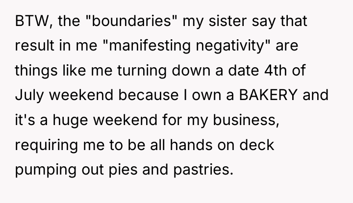 BTW, the "boundaries" my sister say that result in me...