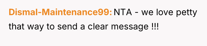 Dismal-Maintenance99 NTA - we love petty that way to send...