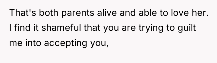 That's both parents alive and able to love her. I...