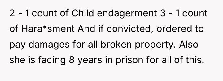 2 - 1 count of Child endagerment 3 - 1...