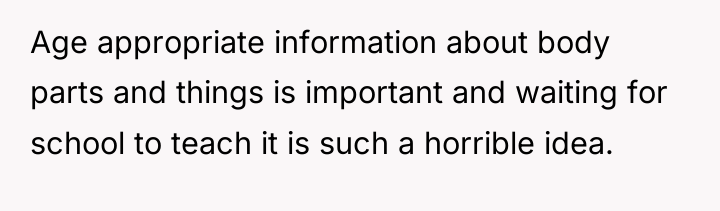 Age appropriate information about body parts and things is important...