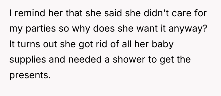 I remind her that she said she didn't care for...