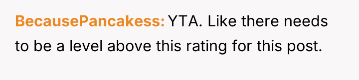 BecausePancakess YTA. Like there needs to be a level above...