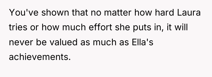 You've shown that no matter how hard Laura tries or...