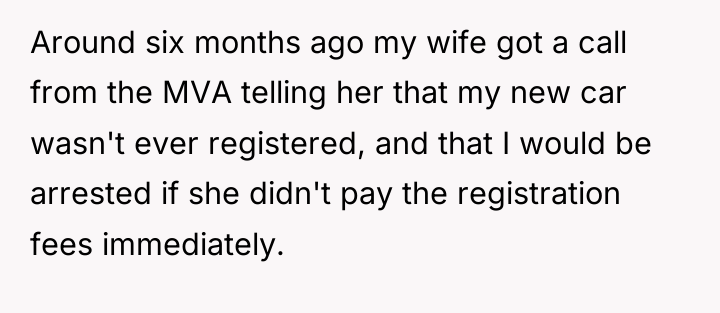 Around six months ago my wife got a call from...