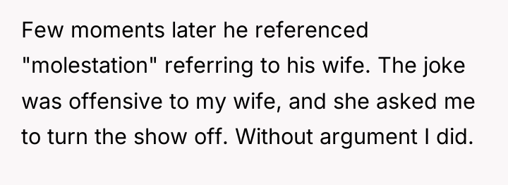 Few moments later he referenced "molestation" referring to his wife....