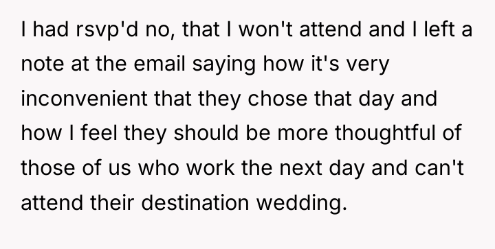 I had rsvp'd no, that I won't attend and I...