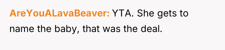 AreYouALavaBeaver YTA. She gets to name the baby, that was...
