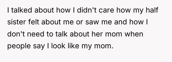 I talked about how I didn't care how my half...