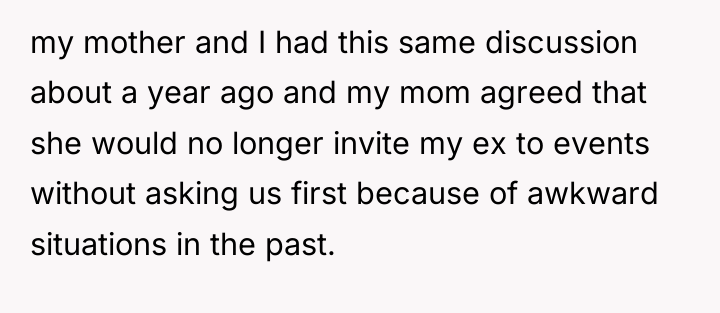 my mother and I had this same discussion about a...