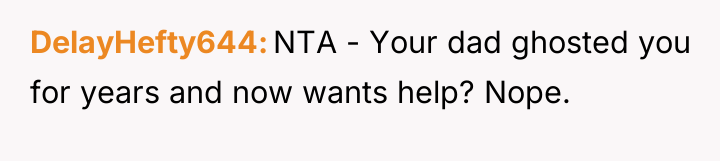 DelayHefty644 NTA - Your dad ghosted you for years and...