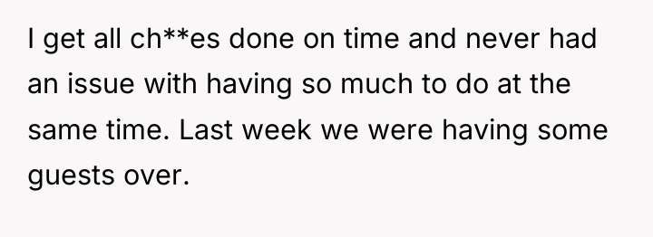 I get all ch**es done on time and never had...