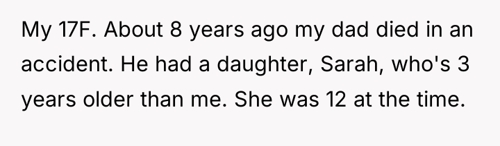 My 17F. About 8 years ago my dad died in...