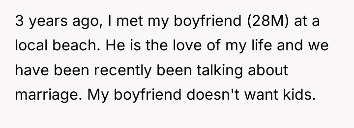 3 years ago, I met my boyfriend (28M) at a...
