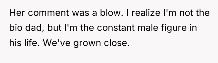 Her comment was a blow. I realize I'm not the...