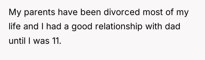 My parents have been divorced most of my life and...