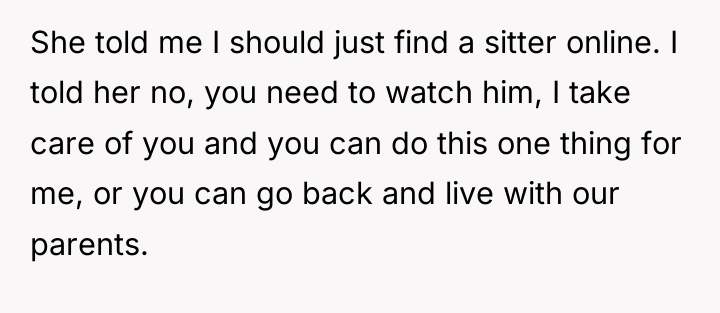 She told me I should just find a sitter online....