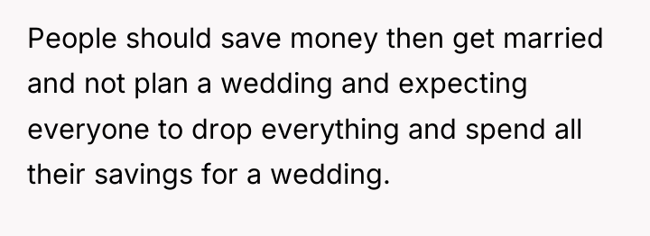 People should save money then get married and not plan...