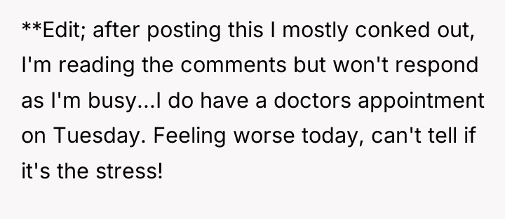 **Edit; after posting this I mostly conked out, I'm reading...
