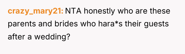 crazy_mary21 NTA honestly who are these parents and brides who...