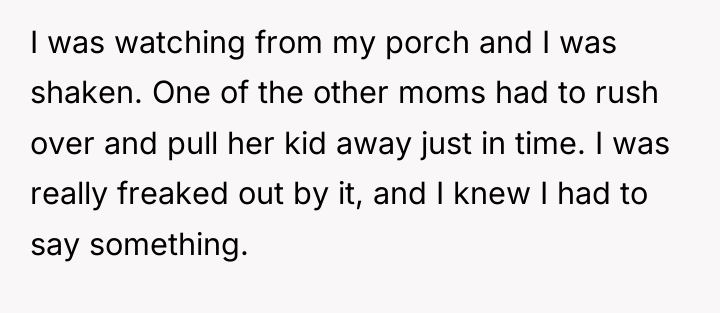 I was watching from my porch and I was shaken....