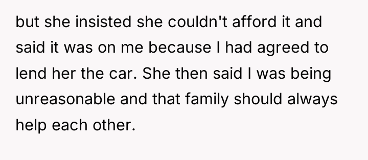 but she insisted she couldn't afford it and said it...