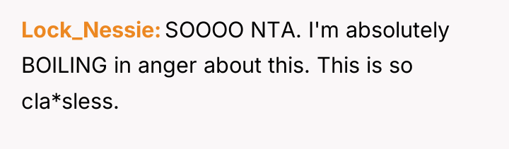 Lock_Nessie SOOOO NTA. I'm absolutely BOILING in anger about this....