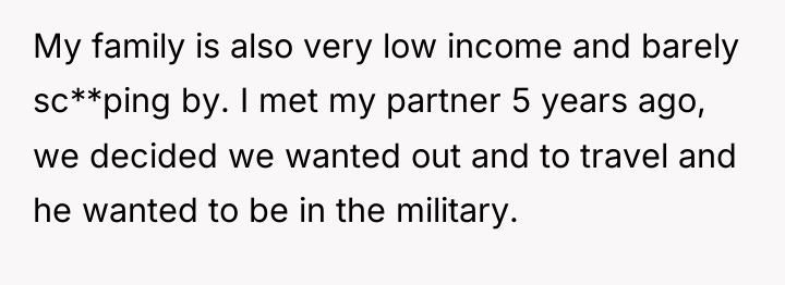 My family is also very low income and barely sc**ping...