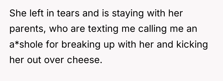 She left in tears and is staying with her parents,...