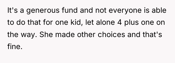 It's a generous fund and not everyone is able to...