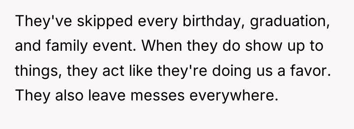 They've skipped every birthday, graduation, and family event. When they...