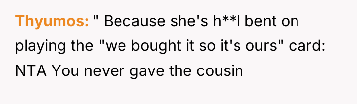 Thyumos " Because she's h**l bent on playing the "we...