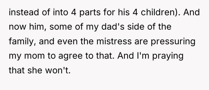 instead of into 4 parts for his 4 children). And...