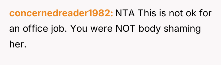 concernedreader1982 NTA This is not ok for an office job....