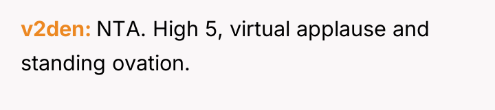 v2den NTA. High 5, virtual applause and standing ovation.