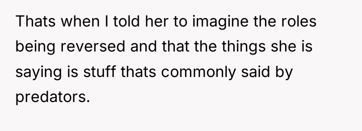 Thats when I told her to imagine the roles being...